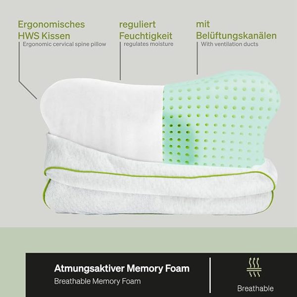 BLACKROLL® Recovery Pillow (50 x 30 cm), Kopfkissen für erholsamen Schlaf, ergonomisches Kissen mit Travel Bag für Reisen, Nackenkissen aus Viscose Memory Schaum, Made in Germany – Bild 5