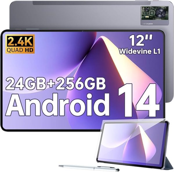 OUKITEL OT5S Tablet 12 Zoll - 2024 Neueste Android 14 Tablet 24GB RAM+256GB ROM(2TB TF) Gaming Tablet, 8250mAh, 2.4K IPS, 16MP+8MP Dual SIM Tablet PC 4G LTE/5G WiFi/GMS/GPS/Widevine L1,Blau – Bild 2
