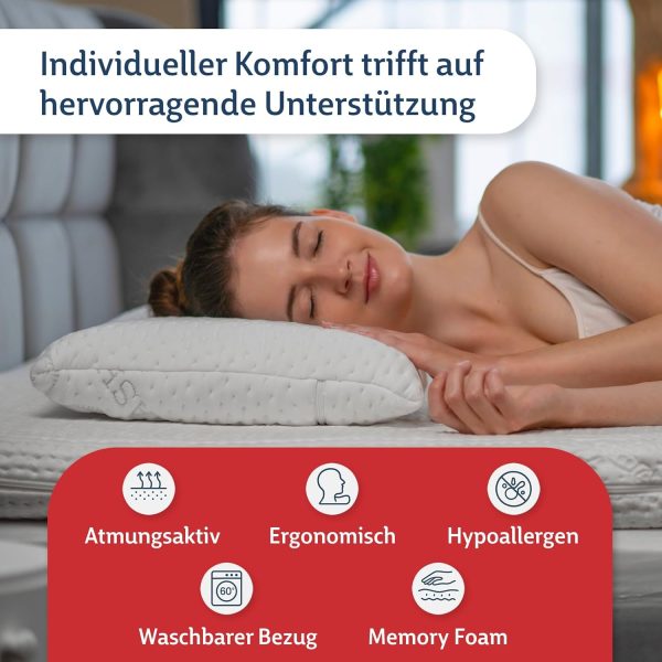 FMP Matratzenmanufaktur Orthopädisches Nackenstützkissen viscoelastisches Kissen, Visco Kopfkissen, Kissen, Nackenkissen 8,5 cm hoch, weiß – Bild 7