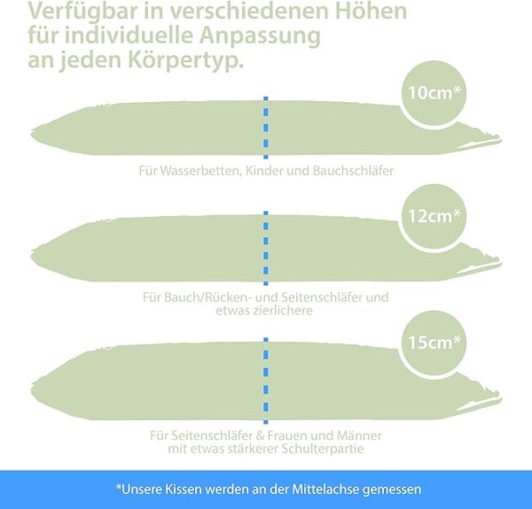 MaxxGoods orthopädisches Kissen, Nackenstützkissen aus Visco Gelschaum mit Aloe Vera Schutzbezug & Innenbezug 100% Baumwolle - Kopfkissen für Wasserbetten, Kinder, Bauchschläfer (42cm x 70cm x 10cm) – Bild 5