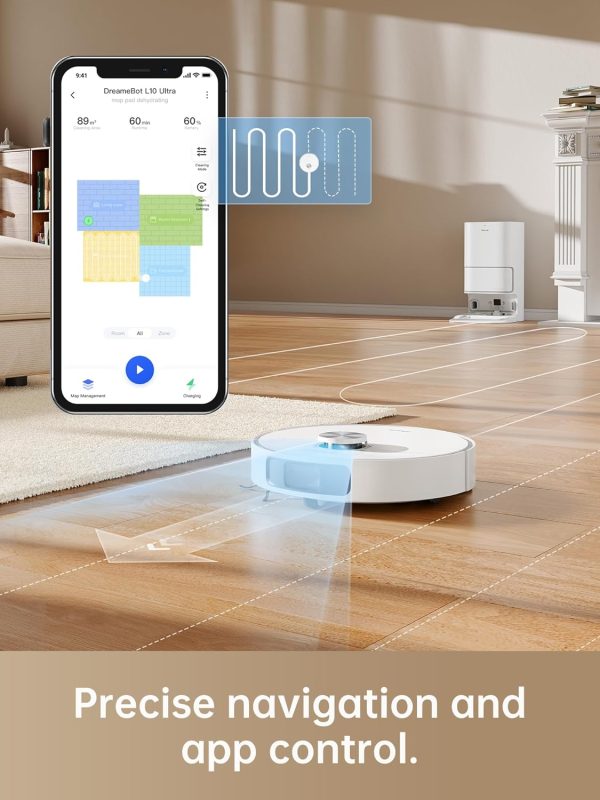 dreame L10s Ultra Saugroboter mit Wischfunktion und automatische (Staubentleerung, Wischpads Selbstreinigung) 3D-Hinderniserkennung, 5300Pa Teppiche Tierhaare, 210m Akku, WiFi/APP, Weiß – Bild 6
