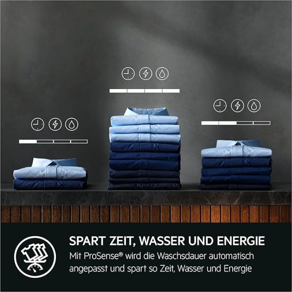 AEG Waschmaschine 8 kg, Serie 6000 ProSense: Mengenautomatik für automatische Anpassung von Waschdauer & Energieverbrauch, Startzeitvorwahl, Nachlegefunktion, Vollwasserschutz, 1400 U/min, L6AMZ48FL [Energieklasse A] – Bild 4