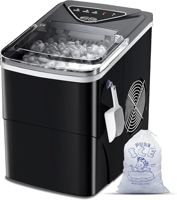 Eiswürfelmaschine Klare Eiswürfel, Selbstreinigende Eismaschine, 9 Würfel in 6 Minuten fertig, 15KG in 24 H, Tragbare Ice Maker Cube Maschine für Zuhause/Küche/Büro/Bar, Silber – Bild 3