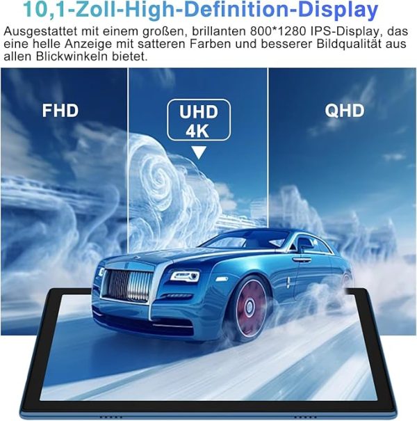 2025 Neueste Tablet 10.1 Zoll Android 14 Octa-Core 22GB RAM+128GB ROM 1TB TF, Widevine L1,5G+2.4G WiFi, GMS,BT 5.0, 8000mAh, 8MP+5MP,1280*800, Face ID, GPS,Type C, Tablet PC mit Tastatur, Maus-Blau – Bild 7