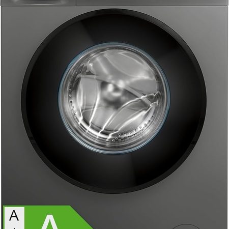 Bomann Waschmaschine 7kg | max. 1400 U/min | 10 Jahre Motor-Garantie | effizienter, leiser & langlebiger Invertermotor | 15 Programme | Endzeitvorwahl | Washing Machine WA 7175 titan - schwarz [Energieklasse A]