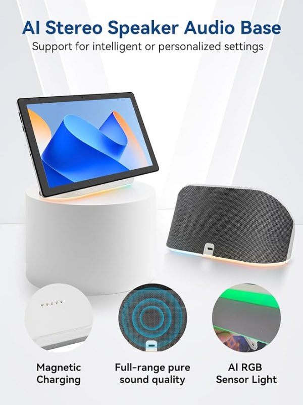 Whitedeer Tablet 10 Zoll Android 14 Octa-Core Tablet mit Ladedock Lautsprecher, 14GB RAM+64GB ROM, AI Cloud Album& 8 Typen von Weißem Rauschen, 1280x800 HD, 5MP+8MP Kamera, Wi-Fi 6&BT 5.3(Schwarz) – Bild 8