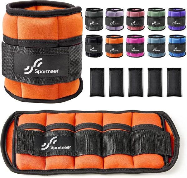 Sportneer Knöchelgewicht, Verstellbares Gewichte-Set am Knöchel, Handgelenkriemen am Handgelenk, 0,45 kg - 2,25 kg (pro Knöchel) / 0,9 kg - 4,5 kg (pro Paar), 2 Packungen – Bild 2