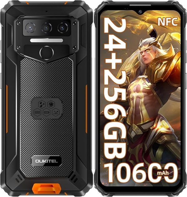 OUKITEL WP23 Plus Outdoor Handy (2025) - 10600mAh 256GB ROM +24GB RAM Outdoor Smartphone Ohne Vertrag 6,52 Zoll Android 14 baustellenhandy, 13MP+5MP/IP68 Wasserdicht Handy/Dual SIM/NFC/OTG/GPS/Face ID – Bild 2