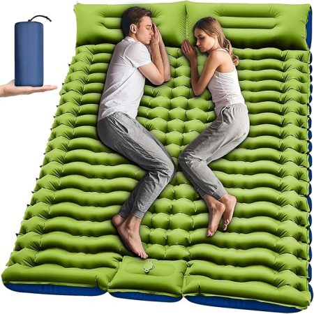 Yuzonc Double Camping Matratze, Selbstaufblasende Camping Isomatte mit Fuß Pumpe, Ultraleichte Verdickte Schlafmatte für Wandern Reisen Backpacking Zelt (Grau)