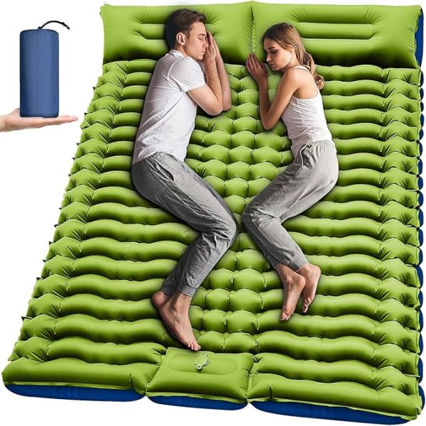 Yuzonc Double Camping Matratze, Selbstaufblasende Camping Isomatte mit Fuß Pumpe, Ultraleichte Verdickte Schlafmatte für Wandern Reisen Backpacking Zelt (Grau)