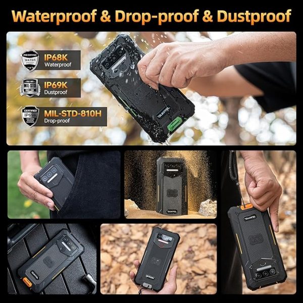 OUKITEL WP23 Plus Outdoor Handy (2025) - 10600mAh 256GB ROM +24GB RAM Outdoor Smartphone Ohne Vertrag 6,52 Zoll Android 14 baustellenhandy, 13MP+5MP/IP68 Wasserdicht Handy/Dual SIM/NFC/OTG/GPS/Face ID – Bild 6