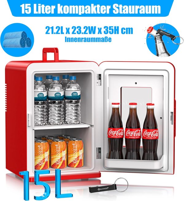 Heizfunktion Tragbarer AC DC 220-240V/12V Steckdose und Zigarettenanzünder Warmhaltebox, Thermobox Auto Büros Zimmer Camping Garten Rot [Energieklasse F] – Bild 9