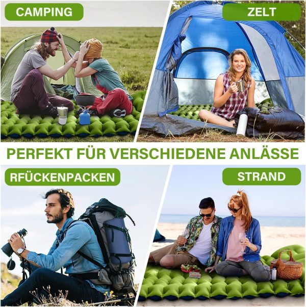 Yuzonc Double Camping Matratze, Selbstaufblasende Camping Isomatte mit Fuß Pumpe, Ultraleichte Verdickte Schlafmatte für Wandern Reisen Backpacking Zelt (Grau) – Bild 9