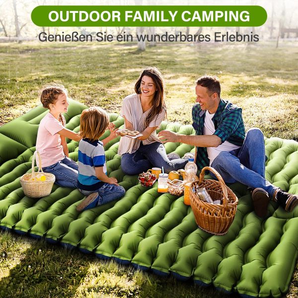 Yuzonc Double Camping Matratze, Selbstaufblasende Camping Isomatte mit Fuß Pumpe, Ultraleichte Verdickte Schlafmatte für Wandern Reisen Backpacking Zelt (Grau) – Bild 10
