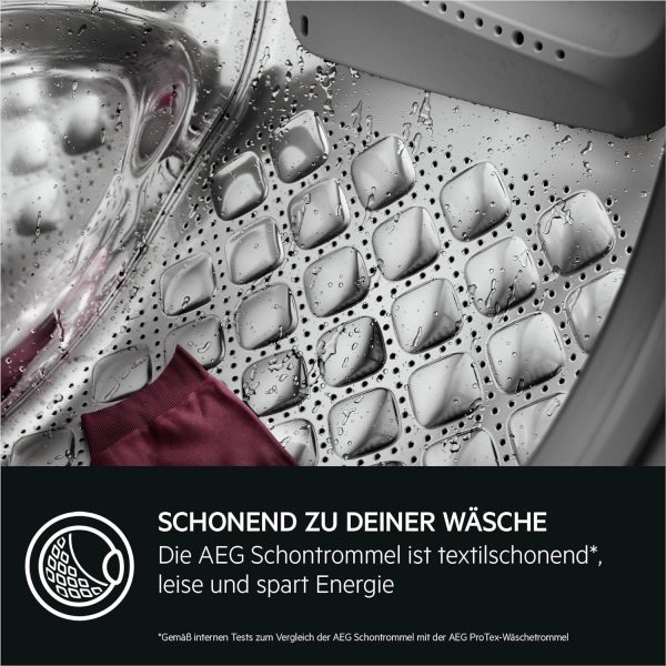 AEG Waschmaschine 8 kg, Serie 6000 ProSense: Mengenautomatik für automatische Anpassung von Waschdauer & Energieverbrauch, Startzeitvorwahl, Nachlegefunktion, Vollwasserschutz, 1400 U/min, L6AMZ48FL [Energieklasse A] – Bild 6