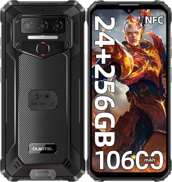 OUKITEL WP23 Plus Outdoor Handy (2025) - 10600mAh 256GB ROM +24GB RAM Outdoor Smartphone Ohne Vertrag 6,52 Zoll Android 14 baustellenhandy, 13MP+5MP/IP68 Wasserdicht Handy/Dual SIM/NFC/OTG/GPS/Face ID – Bild 3