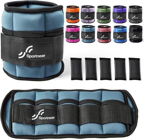 Sportneer Knöchelgewicht, Verstellbares Gewichte-Set am Knöchel, Handgelenkriemen am Handgelenk, 0,45 kg - 2,25 kg (pro Knöchel) / 0,9 kg - 4,5 kg (pro Paar), 2 Packungen – Bild 5