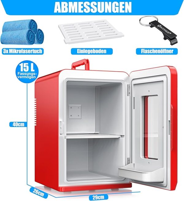 Heizfunktion Tragbarer AC DC 220-240V/12V Steckdose und Zigarettenanzünder Warmhaltebox, Thermobox Auto Büros Zimmer Camping Garten Rot [Energieklasse F] – Bild 8
