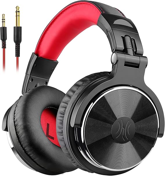OneOdio Over Ear Kopfhörer mit Kabel, 50mm Treiber, Bassklang, 6.35 & 3.5mm Klinke, Share-Port, Geschlossene DJ Headphones für Studio, Podcast, Monitor, Handy, PC, MP3/4 (Pro-10 Schwarz) Besuche den OneOdio-Store