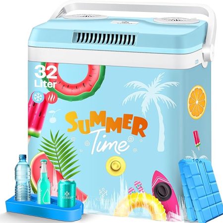 KESSER® Kühlbox Thermobox 32Liter | Thermo-Elektrische Kühlbox | KÜHLT und WÄRMT | 12 & 230V | Thermobox für Auto, Boot & Camping | Mini-Kühlschrank mit ECO & MAX Modus | inkl. Kühlakkus