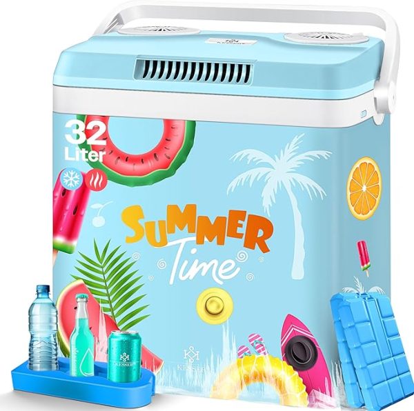 KESSER® Kühlbox Thermobox 32Liter | Thermo-Elektrische Kühlbox | KÜHLT und WÄRMT | 12 & 230V | Thermobox für Auto, Boot & Camping | Mini-Kühlschrank mit ECO & MAX Modus | inkl. Kühlakkus