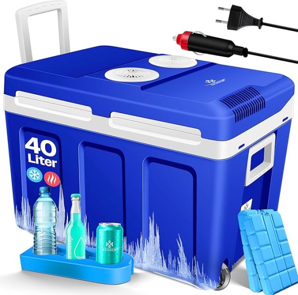 KESSER® Kühlbox 40L mit Rollen | Thermo-Elektrische Kühlbox | KÜHLT und WÄRMT | 12 & 230V | Thermobox für Auto, Boot & Camping | Mini-Kühlschrank mit ECO & MAX Modus | inkl. Kühlakkus & Getränkehalter – Bild 5