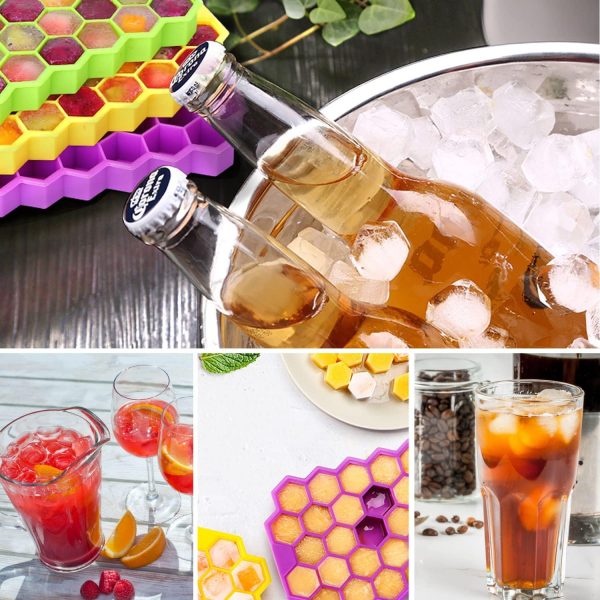 MOSOTECH Eiswürfelform Silikon, 3er Pack 37-Fach Eiswuerfel Form Mit Deckel, Stapelbar Eiswürfelbehälter Ice Cube Tray für Bier Cocktails Whisky – Bild 7