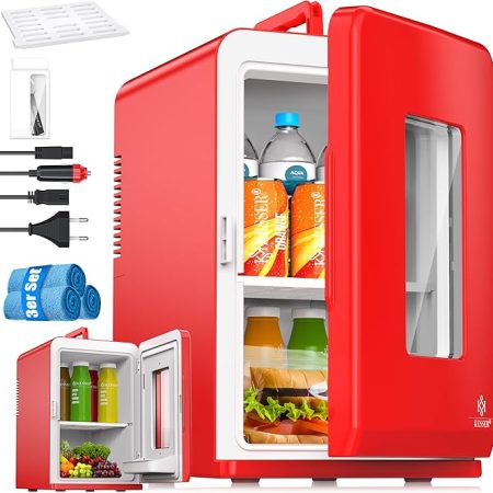 Heizfunktion Tragbarer AC DC 220-240V/12V Steckdose und Zigarettenanzünder Warmhaltebox, Thermobox Auto Büros Zimmer Camping Garten Rot [Energieklasse F]
