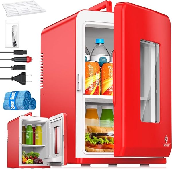 Heizfunktion Tragbarer AC DC 220-240V/12V Steckdose und Zigarettenanzünder Warmhaltebox, Thermobox Auto Büros Zimmer Camping Garten Rot [Energieklasse F]