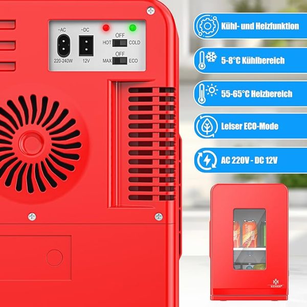 Heizfunktion Tragbarer AC DC 220-240V/12V Steckdose und Zigarettenanzünder Warmhaltebox, Thermobox Auto Büros Zimmer Camping Garten Rot [Energieklasse F] – Bild 12
