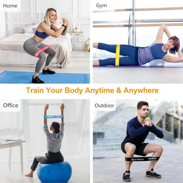 Gritin Fitnessbänder Widerstandsbänder mit 5 Stufen, Latex Fitnessband Resistance mit Deutscher Übungsanleitung & Tragebeutel, Gymnastikband für Muskelaufbau, Yoga - 5er Set – Bild 9