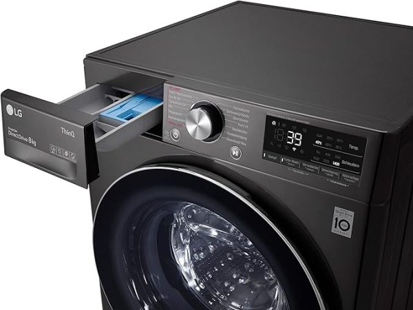 LG F4WR703YB Frontlader-Waschmaschine 13 kg, Klasse A -20%, 1.400 U./Min., 61.5x60x85 cm, TurboWash 360 in 39 Minuten, Allergy Care, Steam, Wi-Fi, Digitales Touchdisplay, Platinum Black [Energieklasse A] – Bild 6