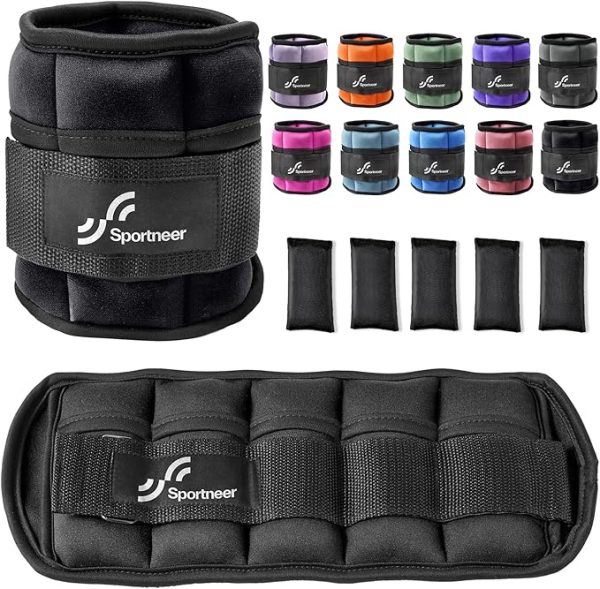 Sportneer Knöchelgewicht, Verstellbares Gewichte-Set am Knöchel, Handgelenkriemen am Handgelenk, 0,45 kg - 2,25 kg (pro Knöchel) / 0,9 kg - 4,5 kg (pro Paar), 2 Packungen – Bild 4