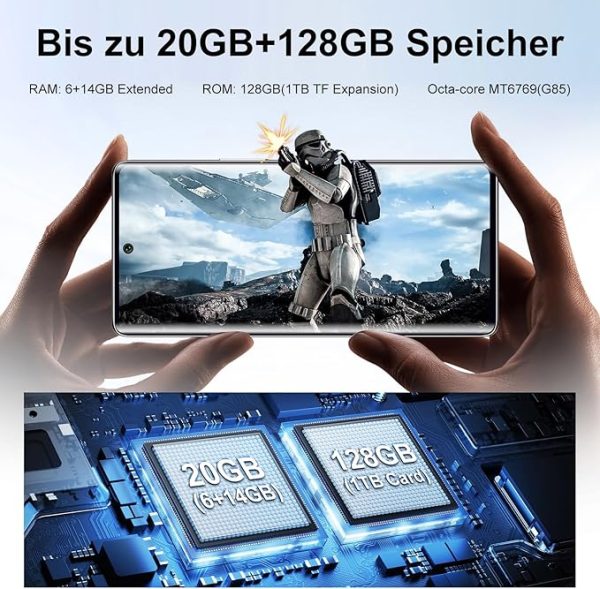 FOSSiBOT Smartphone ohne Vertrag, 6,67-Zoll AMOLED Display mit 1,09 Zoll Rückbildschirm, 64-MP-Kamera, 20GB+128GB, Dual SIM Handy, Unterstützung NFC/GPS/OTG/Fingerabdrucker/Gesichtser (Grün) – Bild 6