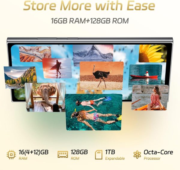 OUKITEL C61 Android 15 Smartphone Ohne Vertrag, 16GB+128GB /1TB Handy Ohne Vertrag, 6,88 Zoll 90Hz Bildschirm 5150mAh Handy Günstig, 13MP+5MP, 4G Dual SIM Simlockfreie Handys/Fingerabdruck/OTG/Face ID – Bild 6