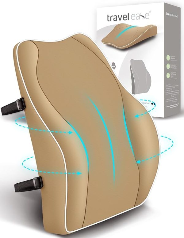 Travel Ease Ergonomisches RückenKissen aus Memory Foam, Lendenkissen für Bürostuhl, Schreibtischstuhl, mit Antistatischem, hautfreundlichem Bezug und für eine Bequeme Sitzhaltung (Schwarz) – Bild 5