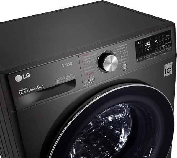 LG F4WR703YB Frontlader-Waschmaschine 13 kg, Klasse A -20%, 1.400 U./Min., 61.5x60x85 cm, TurboWash 360 in 39 Minuten, Allergy Care, Steam, Wi-Fi, Digitales Touchdisplay, Platinum Black [Energieklasse A] – Bild 3