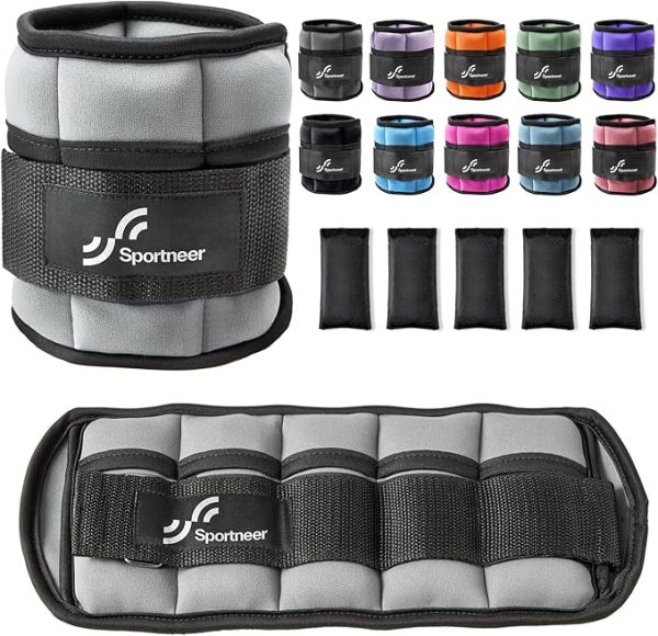 Sportneer Knöchelgewicht, Verstellbares Gewichte-Set am Knöchel, Handgelenkriemen am Handgelenk, 0,45 kg - 2,25 kg (pro Knöchel) / 0,9 kg - 4,5 kg (pro Paar), 2 Packungen – Bild 6
