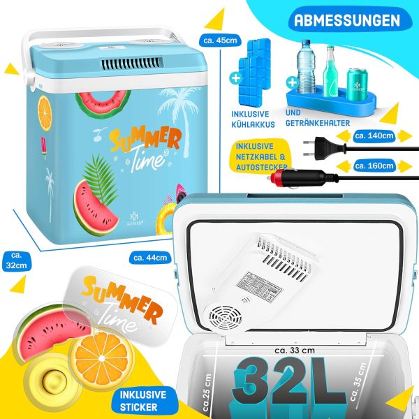 KESSER® Kühlbox Thermobox 32Liter | Thermo-Elektrische Kühlbox | KÜHLT und WÄRMT | 12 & 230V | Thermobox für Auto, Boot & Camping | Mini-Kühlschrank mit ECO & MAX Modus | inkl. Kühlakkus – Bild 8