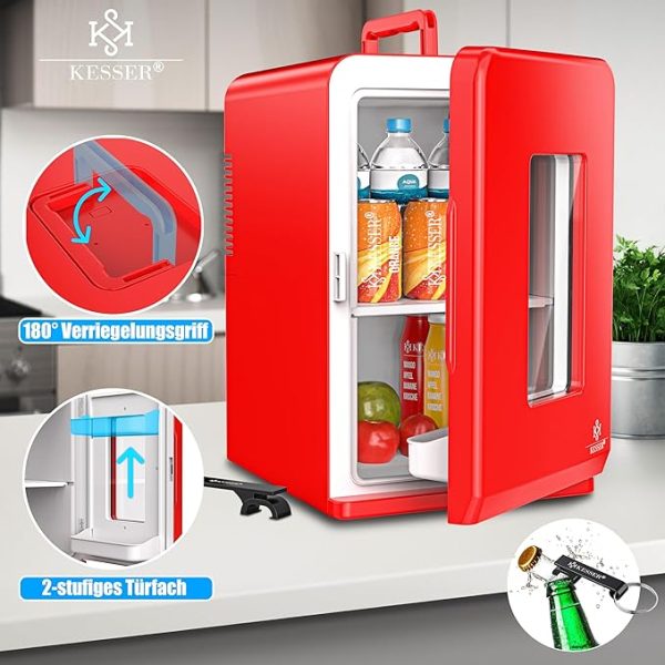 Heizfunktion Tragbarer AC DC 220-240V/12V Steckdose und Zigarettenanzünder Warmhaltebox, Thermobox Auto Büros Zimmer Camping Garten Rot [Energieklasse F] – Bild 10