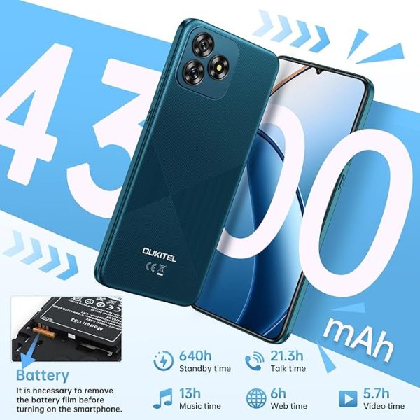 OUKITEL C53 Android 14 Smartphone Ohne Vertrag - 8GB+64GB/1TB erweiterbar Handy Ohne Vertrag, Octa Core 6,6" HD+ Smartphone, 13MP+5MP Kamera 4300mAh, 4G Dual SIM Simlockfreie Handys, Gesicht/GPS, Grün – Bild 8