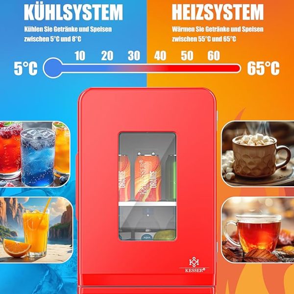 Heizfunktion Tragbarer AC DC 220-240V/12V Steckdose und Zigarettenanzünder Warmhaltebox, Thermobox Auto Büros Zimmer Camping Garten Rot [Energieklasse F] – Bild 11