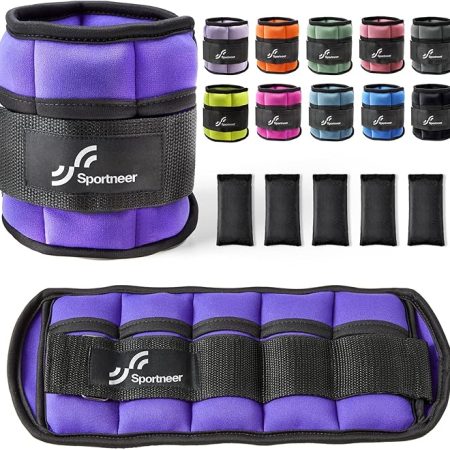 Sportneer Knöchelgewicht, Verstellbares Gewichte-Set am Knöchel, Handgelenkriemen am Handgelenk, 0,45 kg - 2,25 kg (pro Knöchel) / 0,9 kg - 4,5 kg (pro Paar), 2 Packungen