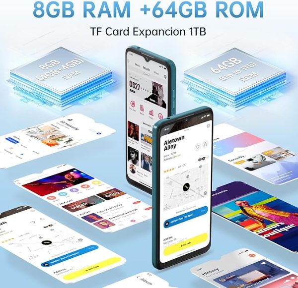 OUKITEL C53 Android 14 Smartphone Ohne Vertrag - 8GB+64GB/1TB erweiterbar Handy Ohne Vertrag, Octa Core 6,6" HD+ Smartphone, 13MP+5MP Kamera 4300mAh, 4G Dual SIM Simlockfreie Handys, Gesicht/GPS, Grün – Bild 5