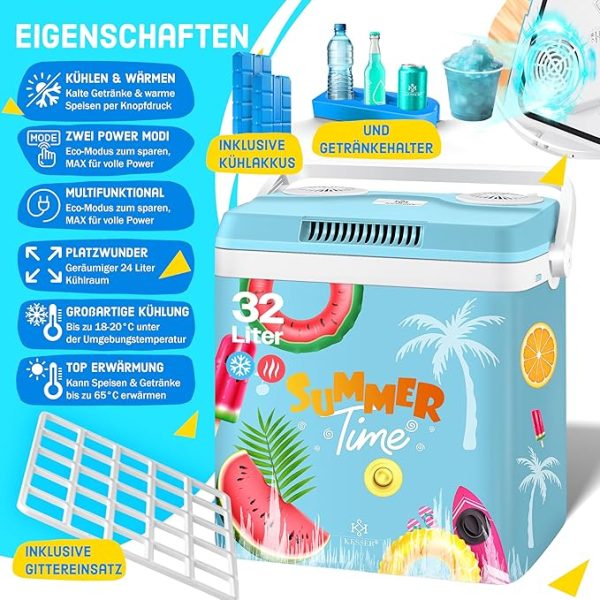 KESSER® Kühlbox Thermobox 32Liter | Thermo-Elektrische Kühlbox | KÜHLT und WÄRMT | 12 & 230V | Thermobox für Auto, Boot & Camping | Mini-Kühlschrank mit ECO & MAX Modus | inkl. Kühlakkus – Bild 9