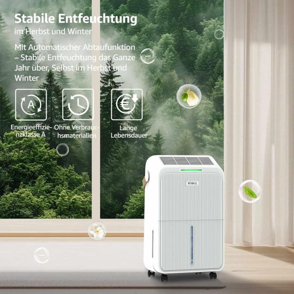 KNKA Luftentfeuchter, Leiser Raumentfeuchter, 16L/T, Spürbare Wirkung in 30min, Schlafmodus, Kindersicherung, Überlaufschutz, Automatischer Neustart, 110 m³ (45 m²), für Wohnung, Keller,Wohnzimmer