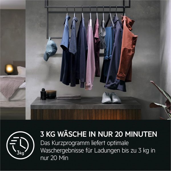 AEG Waschmaschine 8 kg, Serie 6000 ProSense: Mengenautomatik für automatische Anpassung von Waschdauer & Energieverbrauch, Startzeitvorwahl, Nachlegefunktion, Vollwasserschutz, 1400 U/min, L6AMZ48FL [Energieklasse A] – Bild 9