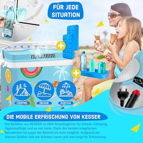 KESSER® Kühlbox Thermobox 32Liter | Thermo-Elektrische Kühlbox | KÜHLT und WÄRMT | 12 & 230V | Thermobox für Auto, Boot & Camping | Mini-Kühlschrank mit ECO & MAX Modus | inkl. Kühlakkus – Bild 11