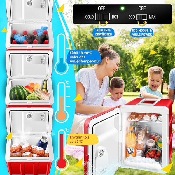 KESSER® Kühlbox 40L mit Rollen | Thermo-Elektrische Kühlbox | KÜHLT und WÄRMT | 12 & 230V | Thermobox für Auto, Boot & Camping | Mini-Kühlschrank mit ECO & MAX Modus | inkl. Kühlakkus & Getränkehalter – Bild 13