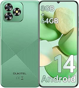 OUKITEL C53 Android 14 Smartphone Ohne Vertrag - 8GB+64GB/1TB erweiterbar Handy Ohne Vertrag, Octa Core 6,6" HD+ Smartphone, 13MP+5MP Kamera 4300mAh, 4G Dual SIM Simlockfreie Handys, Gesicht/GPS, Grün
